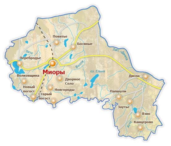 Карта Миорского района